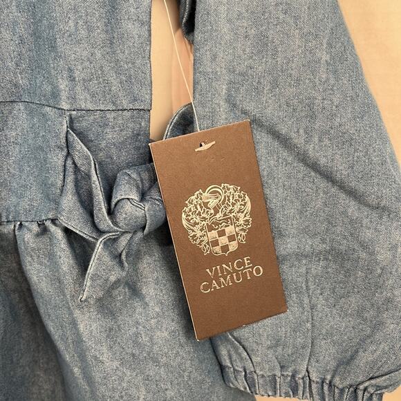 Vince Camuto Blue Chambray Girls 3T Dress Long Sleeve Embroidered Button Up - Picture 5 of 7